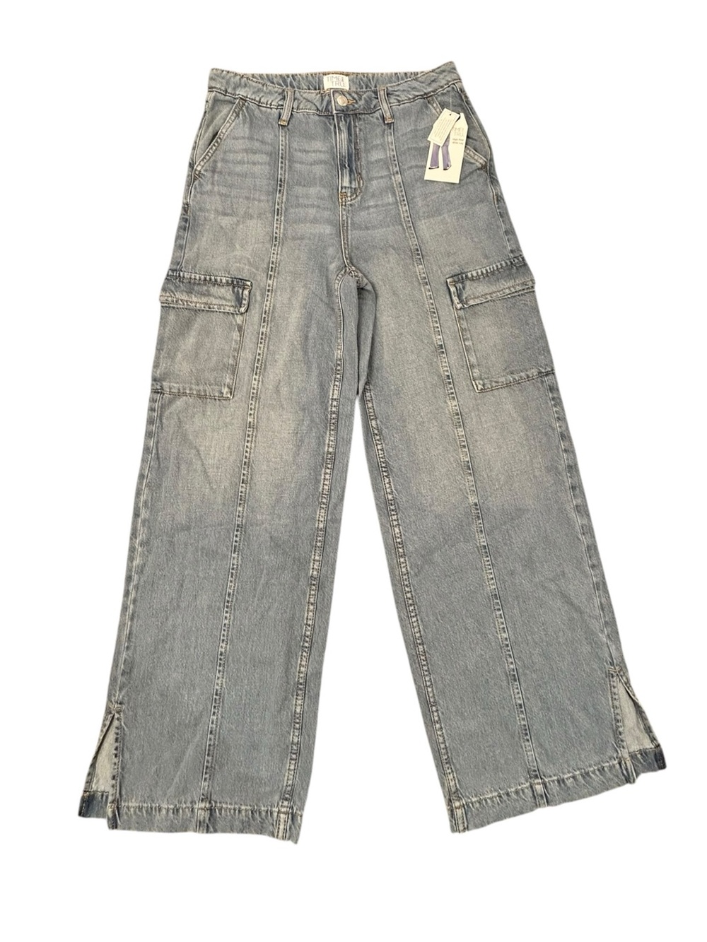 NEW Time and Tru Cargo Jeans High Rise Wide Leg Women’s 6 Casual Lyocell Cotton